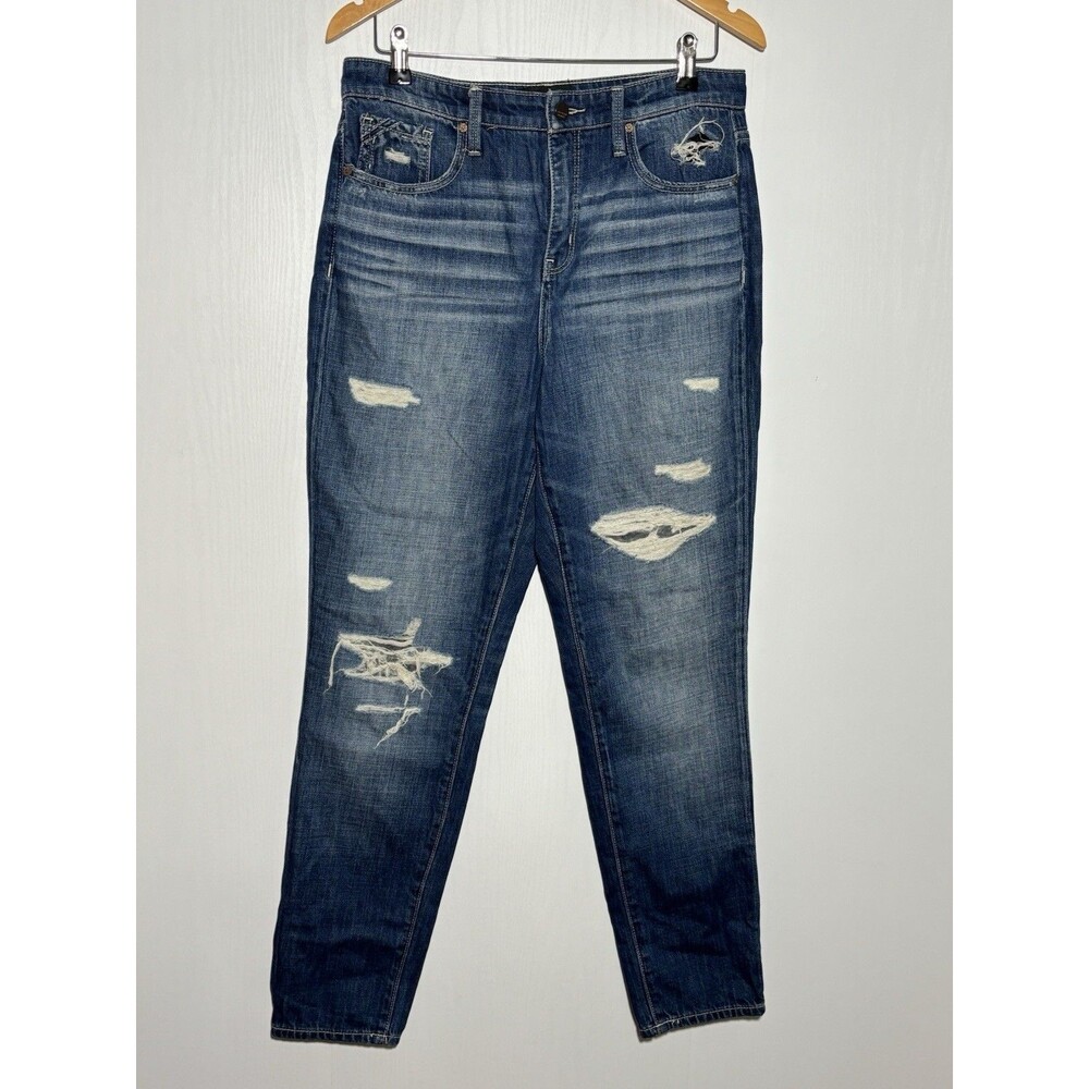Buckle Black Mom Jeans Womens 28 Blue BKE Thrashed 90s High Rise Distressed